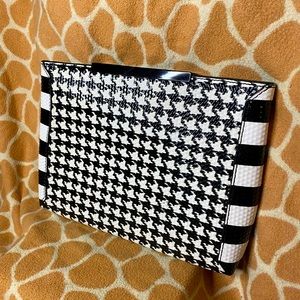 J. Crew Leather Houndstooth Snap Clutch